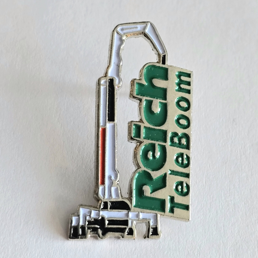 Reich TeleBoom small lapel pin enamel company brooch silver tone enamel